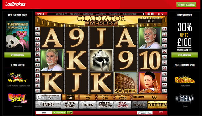 Gladiator Slot Spielen und den Jackpot knacken